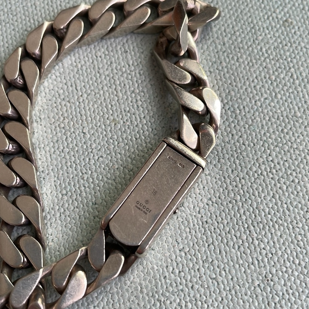 Authentic Gucci Silver Chain Link Bracelet Size 18 - Picture 4 of 11